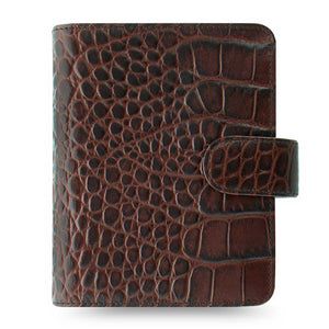 Filofax Classic Croc Print Pocket Chestnut Leather Organizer Agenda 