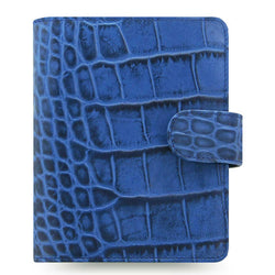 Filofax Classic Croc Print Pocket Size Indigo Leather Organizer Agenda Diary