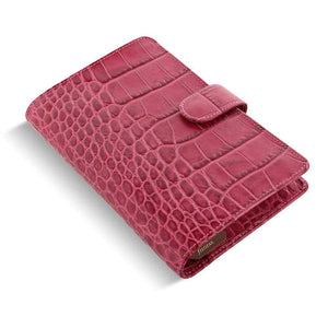 Filofax Classic Croc Print Personal Compact Leather Organizer Fuchsia - Side View