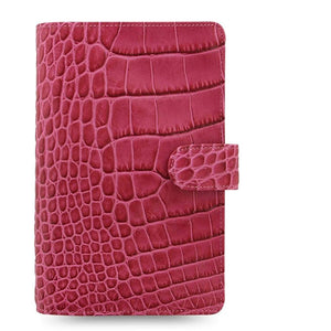 Filofax Classic Croc Print Personal Compact Leather Organizer Fuchsia