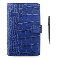 Filofax Classic Croc Print Personal Compact Size Leather Organizer Indigo 2024. Sumptuously soft textured croc effect Filofax leather organizer crafted from luxury Italian calf leather.