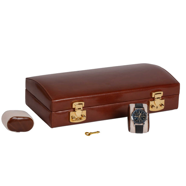 Italian Leather Watch Case Twelve Watches Dark Brown Croc Print