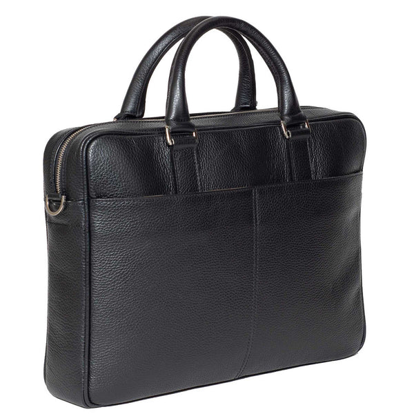 Slim Italian Leather Briefcases for Men Black Made in Italy - DiLoro ...