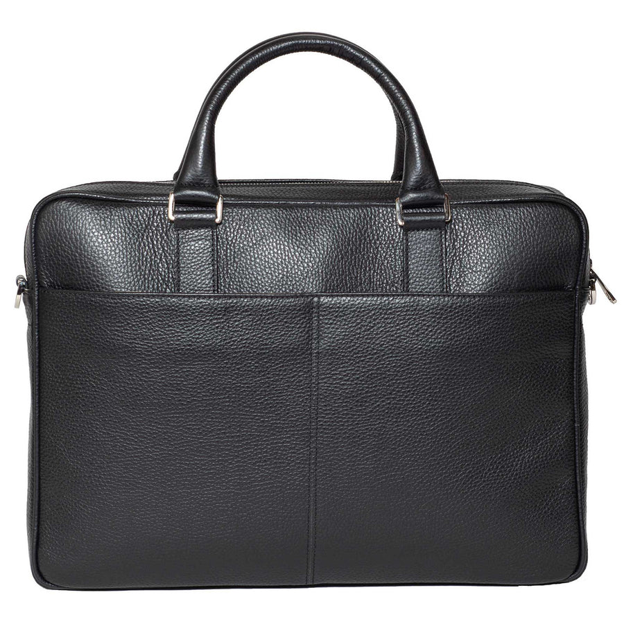 Slim Italian Leather Briefcases for Men Black Made in Italy - DiLoro ...