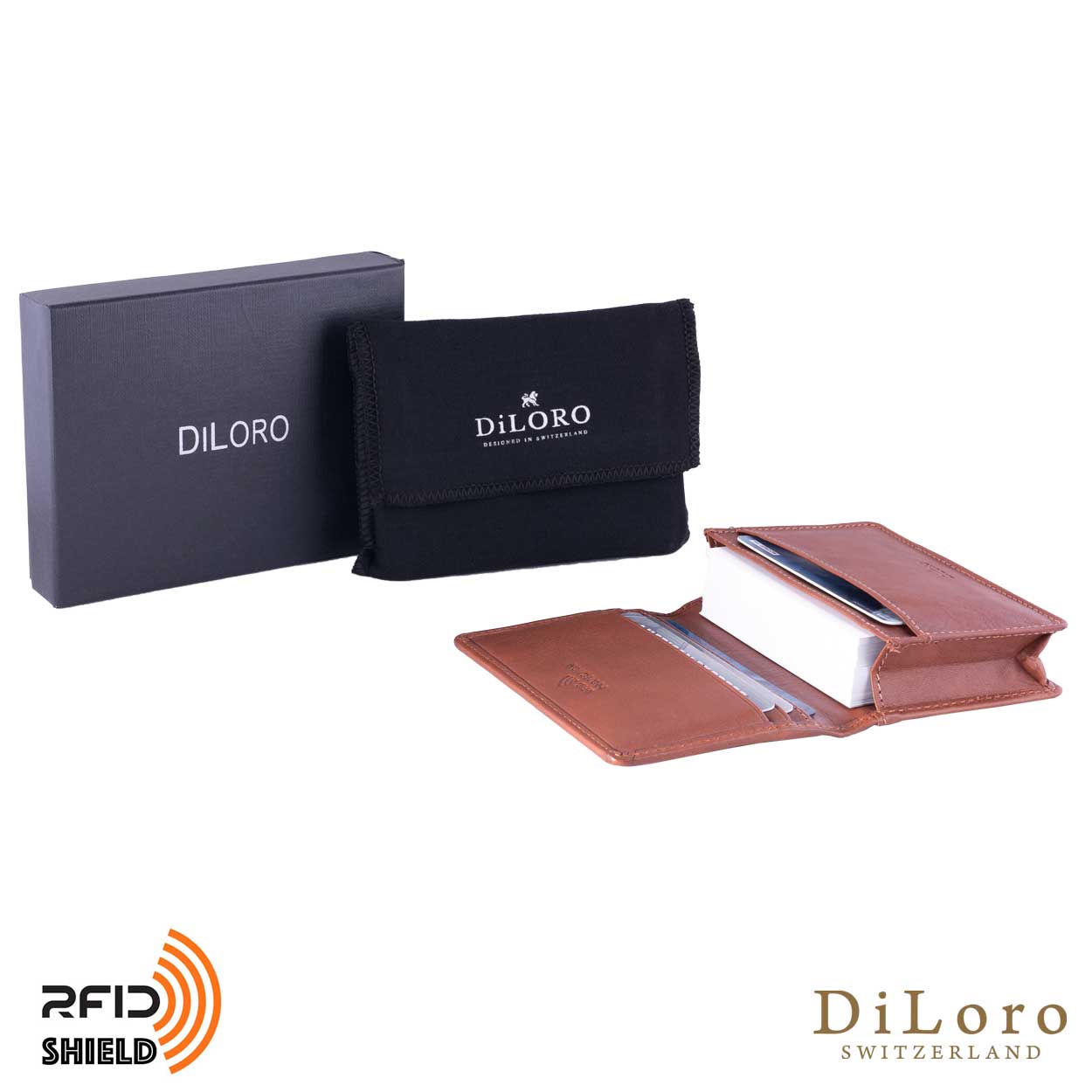DiLoro Men's Bifold Leather Wallet Bugatti Tan