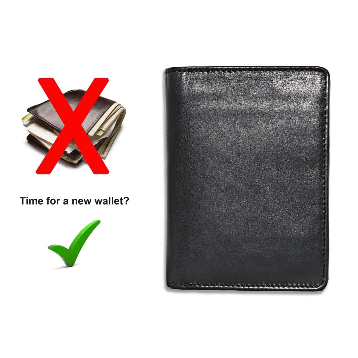 DiLoro Men's Large Bifold Leather Wallet 2.0 Vertical Black