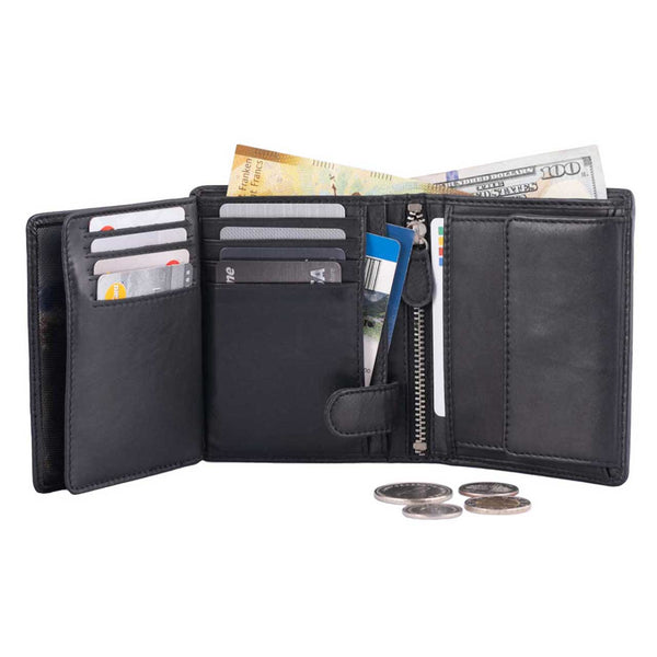 DiLoro Men's Large Bifold Leather Wallet 2.0 Vertical Black