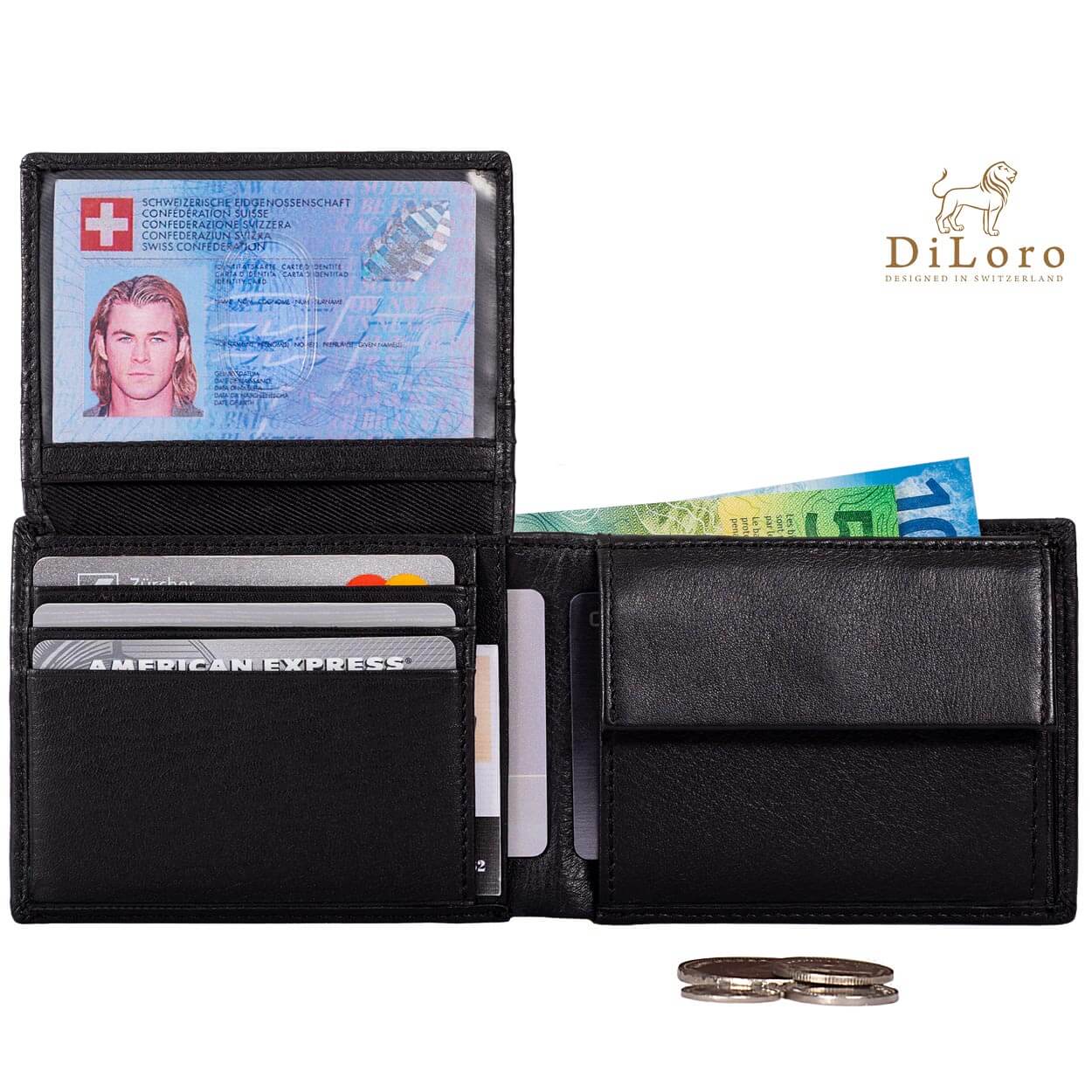 DiLoro Men's Compact Bifold Leather Wallet