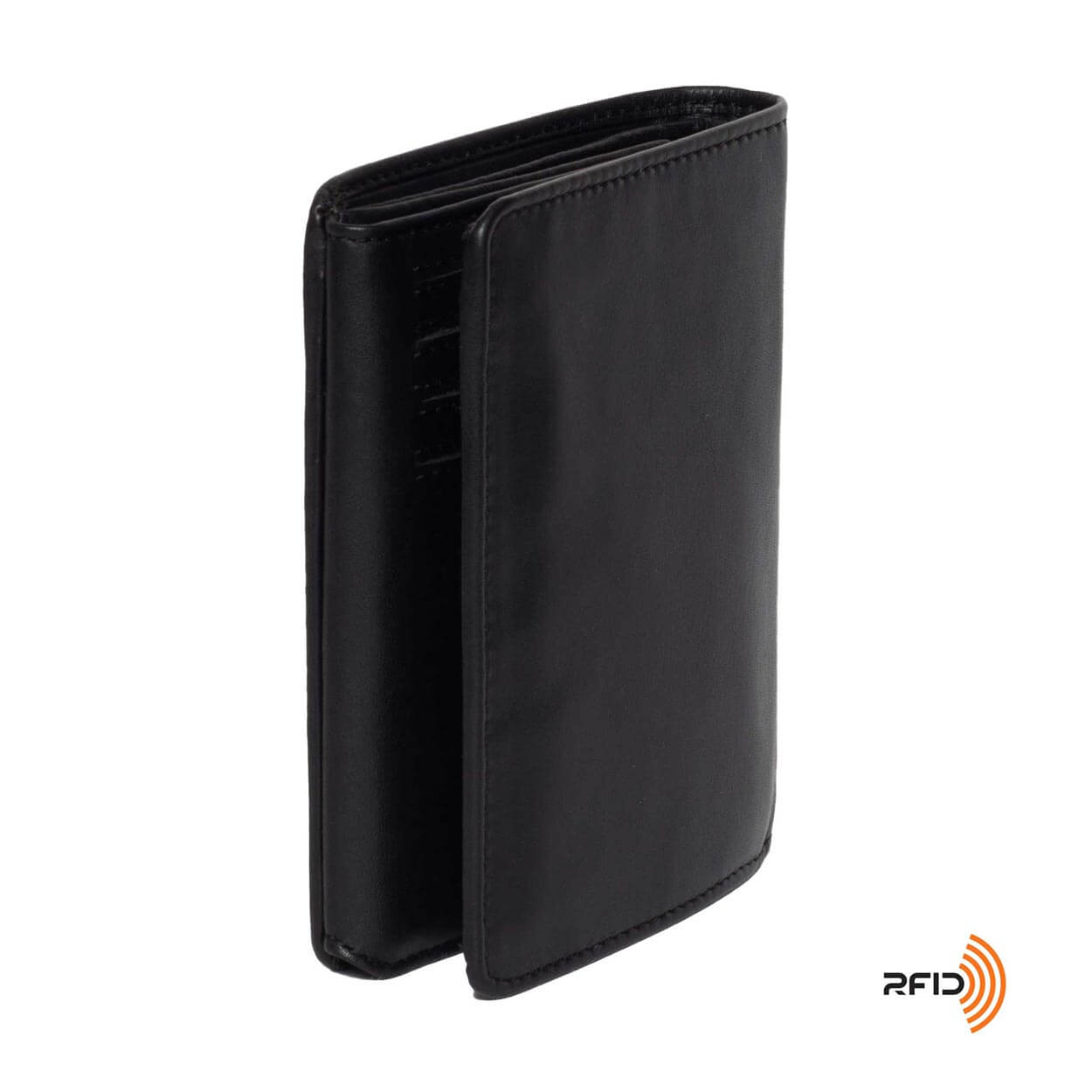 DiLoro Men's Large Leather Wallet 2.0 Vertical Bifold Coin RFID Safe Dark Brown