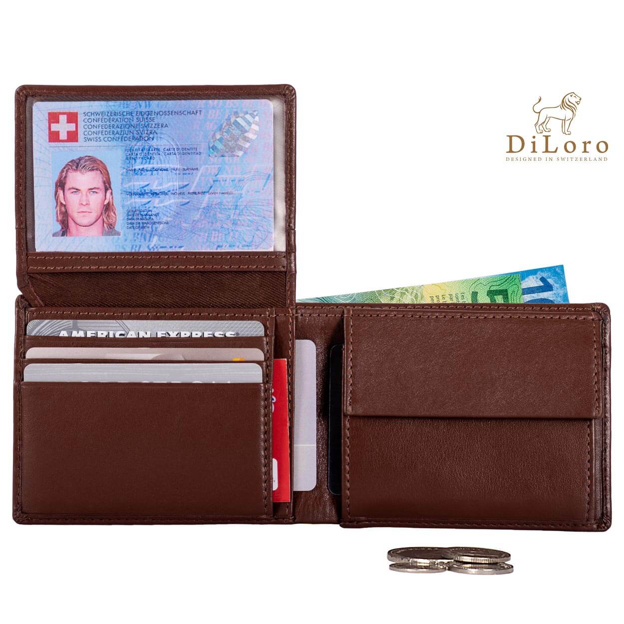 DiLoro Men's Slim Bifold Leather Wallet
