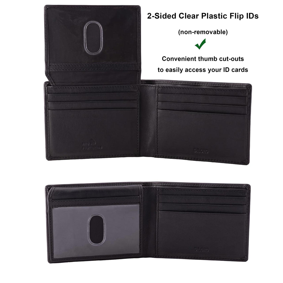 Double-Sided ID Window Bifold Wallet | Genuine Napa Leather | RFID ...