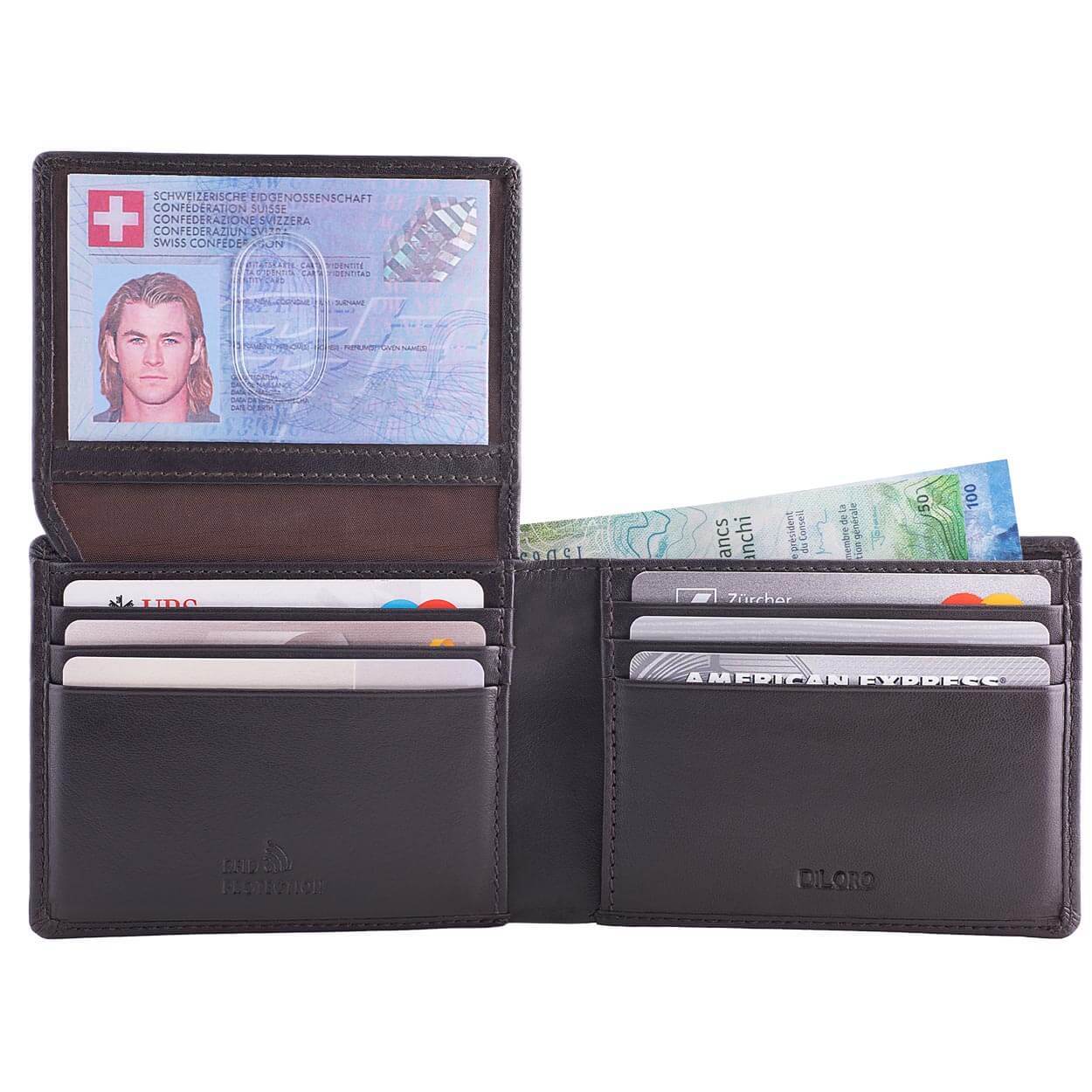 Mens PU Leather Slim Wallet For Men Bifold Wallet With ID Window