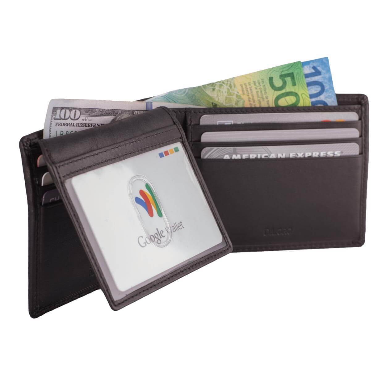 Rfid Blocking Protection Men id Credit Card Holder Wallet Leather