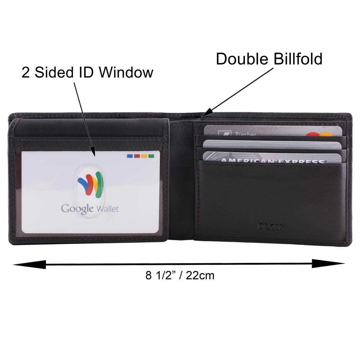 DiLoro Men's Large RFID Blocking Bifold Leather Wallet