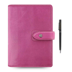 Filofax Malden Personal Fuchsia Leather Organizer Agenda Calendar with DiLoro Ballpoint Pen