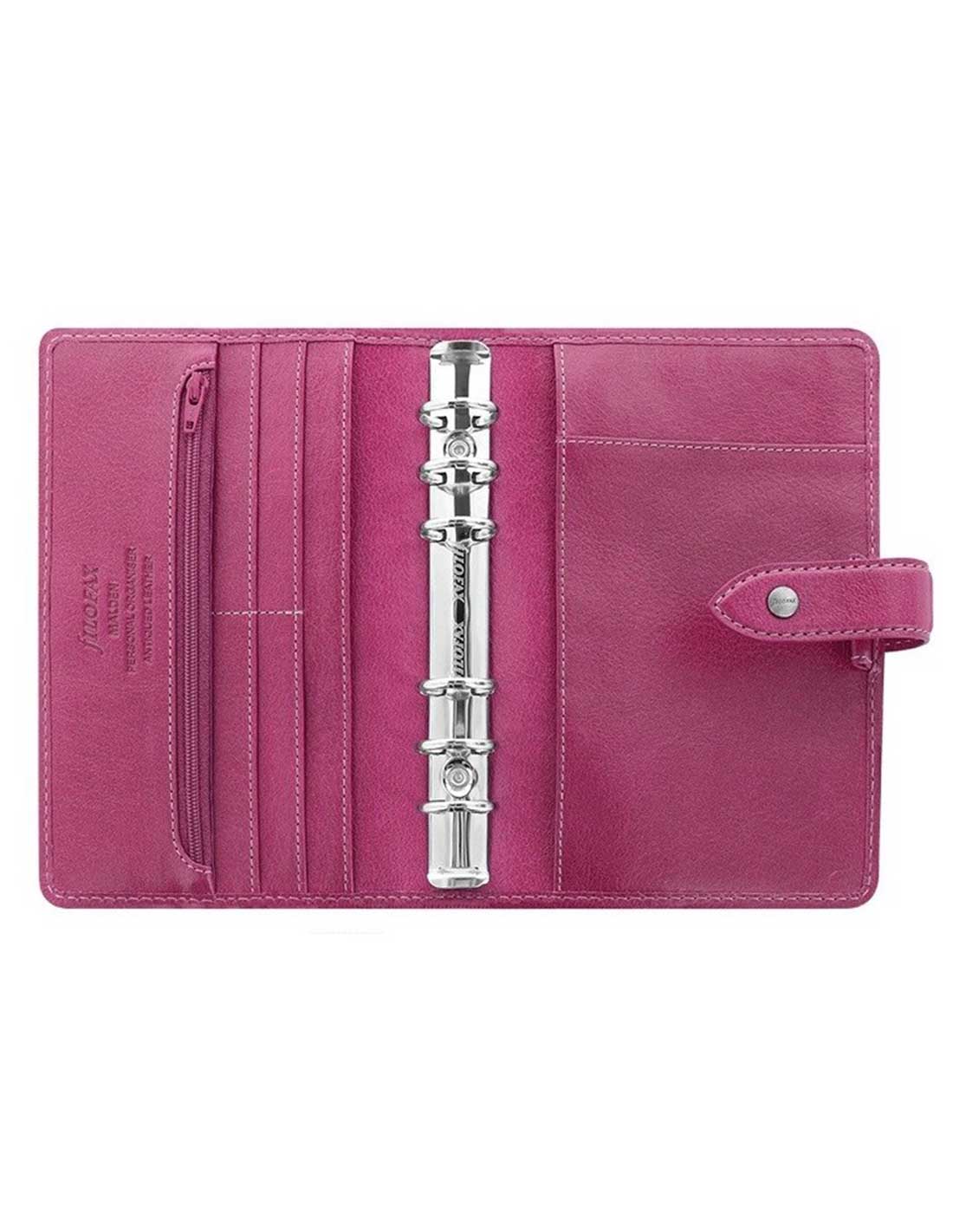 Filofax Malden Personal Fuchsia Leather Organizer Agenda Calendar Inside View